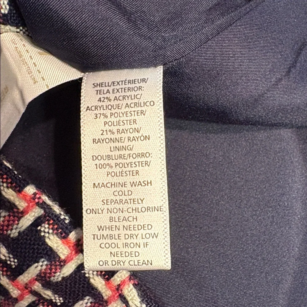 LOFT Tweed Wrap Skirt in Navy and Pink 8P - Picture 7 of 7